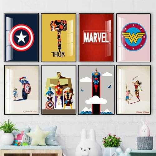 Canvas Painting Marvel Superhero Avengers Comic Captain America Anime Prints and Posters Wall Art Pictures for Living Room Decor