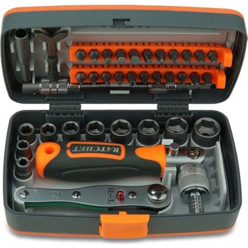 KKMOON 38 in 1 Chrome-Vanadium Steel Labor-saving Ratchet Multipurpose Screwdriver Bits Sleeve Set Household Hardware Tool Set