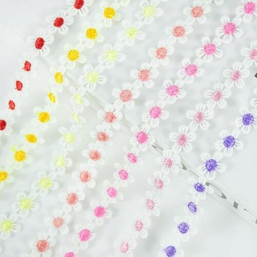 5Yard 1.4cm/0.6'' Daisy Embroidery Lace Trim Ribbon Flower Lace Fabric DIY Apparel Patchwork Clothes Sewing Supplies Accessories