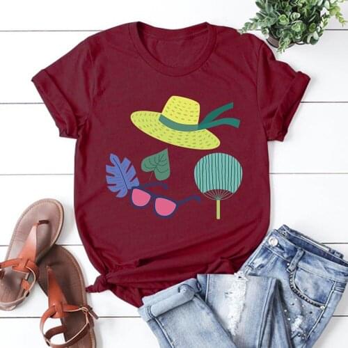 Summer Printing T Shirt Summer Women Short Sleeve Leisure Top Tee Casual Ladies Female T Shirts Woman Clothing TX10023