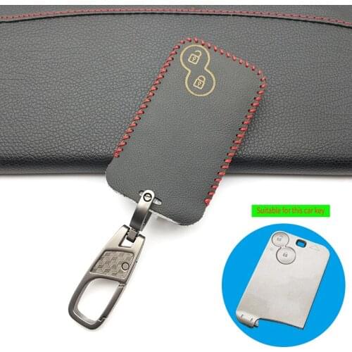 Fashion Men Leather Car Remote Key Fob Cover Case Set Protector for Renault Laguna 2 Buttons Smart Remote Fob Protect Shell
