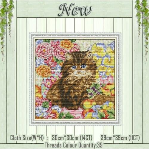 Cat in the flower home decor diy painting counted printed on the canvas DMC 11CT 14CT kits Cross Stitch embroider needlework Set