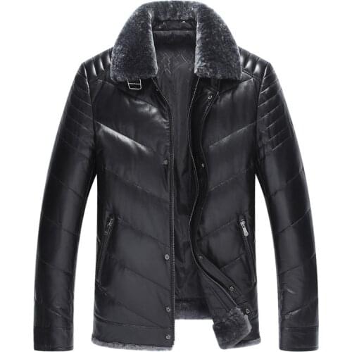 Genuine Leather Jacket Winter Jacket Men Real Sheepskin Coat Men Wool Fur Collar Leather Down Jacket Veste L18-2000 Homme MY1651