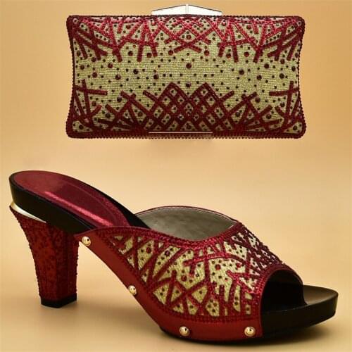 New Arrival Italian Shoes with Matching Bags Set Decorated with Rhinestone Women Shoe High Heel Designer Shoes Women Luxury 2020