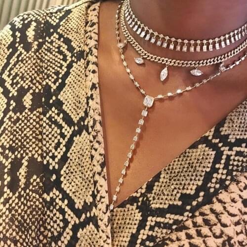 New Hiphop Miami Cuban chain Necklace Choker For Women color Color Hip Hop Iced Out Bling Rapper Necklace Jewelry