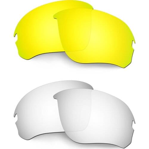 HKUCO Polarized Replacement Lenses For Flak Draft Sunglasses Gold/Silver 2 Pairs