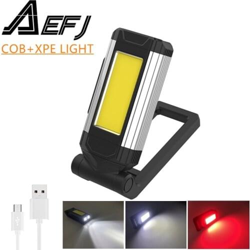 COB Work Light with Magnet LED Flashlight Multifunctional Adjustable Camping Lamp Waterpoof Torch USB Rechargeable Lantern