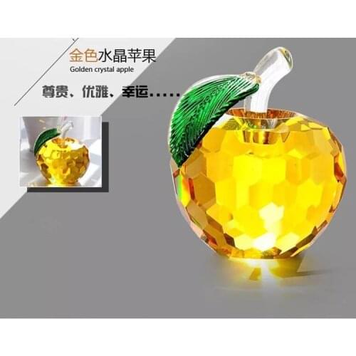 Cut Crystal Apple Paperweight Glass Crafts Fruit Gifts 60mm Home Decoration Arts&Collection Christmas Wedding Souvenir Gifts