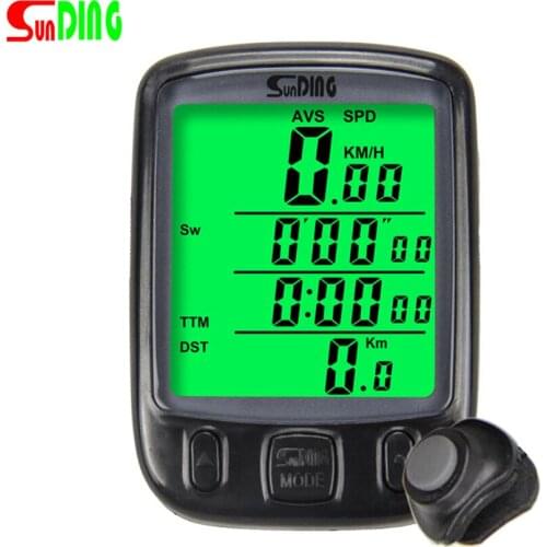 Sunding SD 563C Waterproof Wireless Bicycle Computer LCD Display Cycling Bike Odometer Speedometer With Green Backlight SD 563A