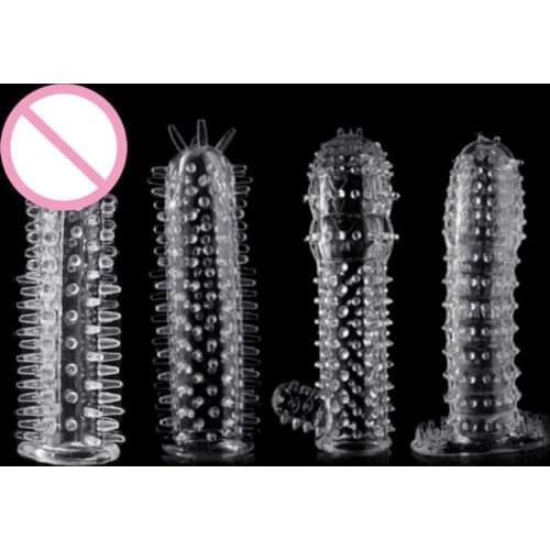 Crystal Sleeve Silicone Spike Condoms for Male Delay Set Cover Couple Toys for Adult Sex Products DORP SHIPPING