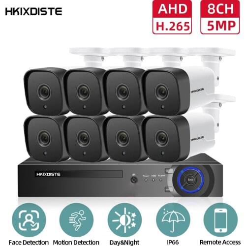 8CH CCTV Camera System 5MP AHD DVR Kit Outdoor IP66 Motion Detection Email Alert Security Surveillance Camera System Set XMEYE
