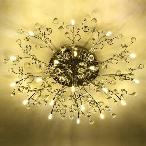 Modern Chrome Crystal Ceiling Lamp D90cm H25cm Remote Controller Home Decoration LED Ceiling Lighting Fixture Lustres De Cristal