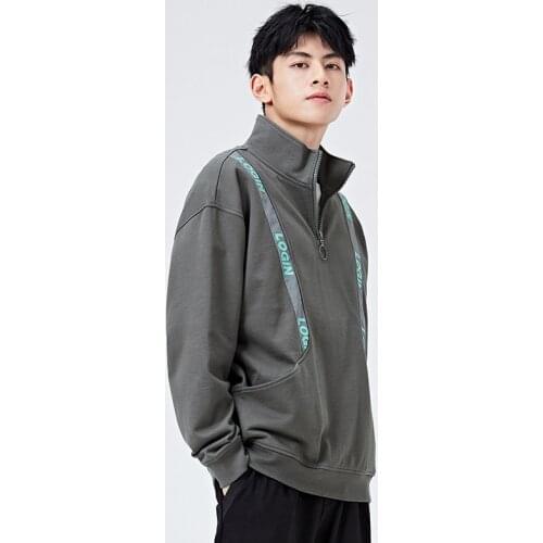 SEMIR Sweatshirt Men Spring 2021 New Loose Stand-Up Collar Pullover Hoodies Korean Reflective Strip Tooling Personality Trendy T