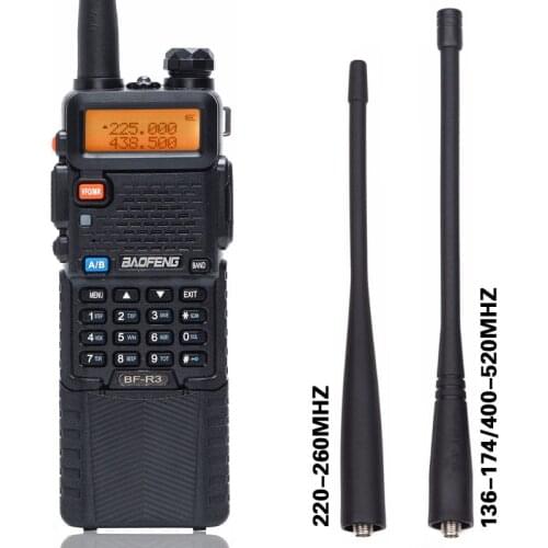 BaoFeng BF-R3 Tri-Band Walkie Talkie 136-174/220-260/400-520Mhz with 2 Antennas 3800mAh Battery Amatuer portable UV-5R Radio