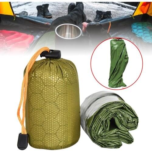 Camping Sleeping Bag PE Aluminum Film Emergency Tent Sun Protection Portable Clothing Compression Storage Bag With Whistle