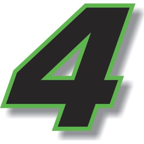 Vinyl Decal Graphic Black Race Number with Green Border Number Sticker Motorcycle 5cm*5cm