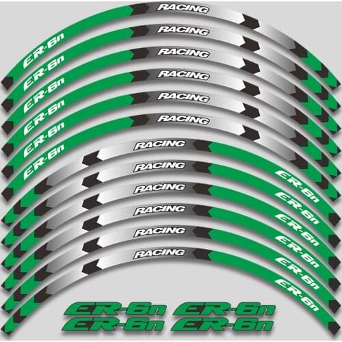 High quality 12 Pcs Fit Motorcycle Wheel Sticker stripe Reflective Rim decoration FIT For ALL kawasaki ER6N ER-6N er6n