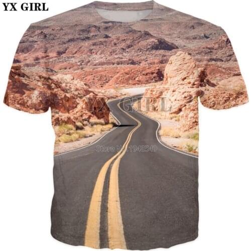 YX GIRL 2018 summer New style Fashion T-Shirt Road trip USA 3D Print Mens Womens Harajuku Casual t shirt Drop shipping
