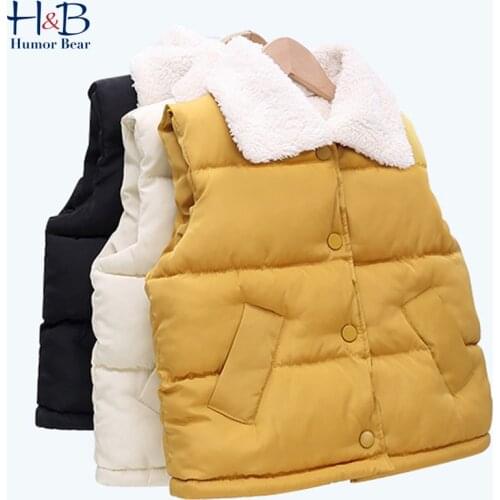 Humor Bear Children Vest New Autumn Winter Sleeveless V-Neck Solid Casual Vest Baby Velvet Warm Kids Coat