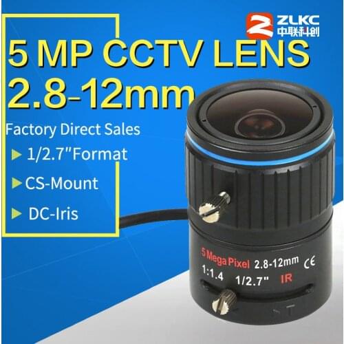 ZLKC 5.0 megapixel HD CCTV lens 2.8-12mm, 1/2.7" Varifocal Auto Iris Lens ,CS Mount Metal lens for Surveillance cameras 5MP