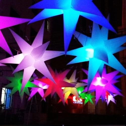 1.5m/2m Dia 11 spikers Giant decoration satr with light, PVC inflatable hanging led light star for Party ,Wedding , Event