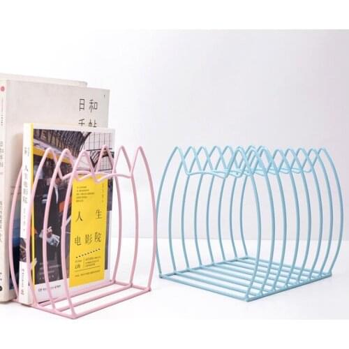 1PC Creative Fashion Nordic Metal Desk Book Magazine Organizer Bookends Document File Storage Shelf Books Stand Holder