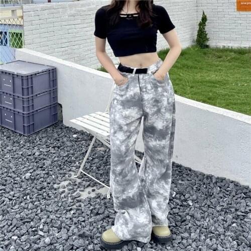 2021 new style fake belt thin material straight jeans women summer new loose light color wide leg mopping trousers