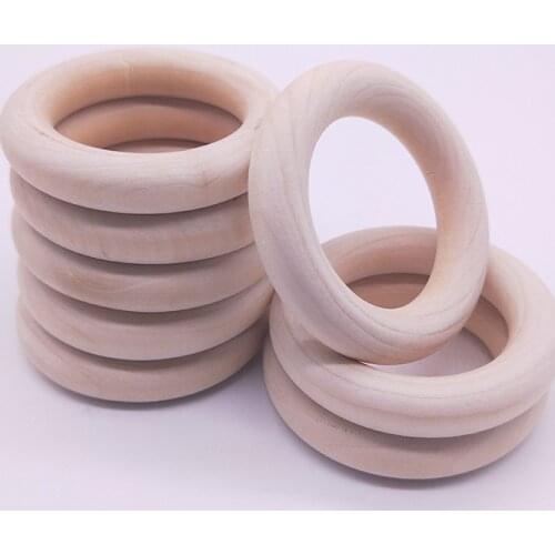 3pcs 55mm Natural Eco-friendly Wooden Ring Children Kids Wooden Teething Rings DIY Making Crafts Jewelry Accessories