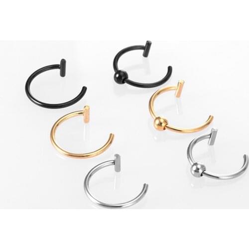 3PCS Fake Piercings Face Nose Ring Hoop 18G 8mm 10mm Fake Lip Ring Piercing Stainless Steel Non Piercing Nose Rings Hoop Jewelry