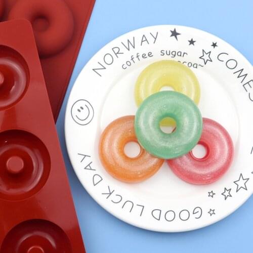 6-Cavity Donut Mold DIY Cake Mould Kitchen Tool Chocolate Biscuit Cake Mold Non-Stick Candy 3D Mold Silicone Donut Baking Pan