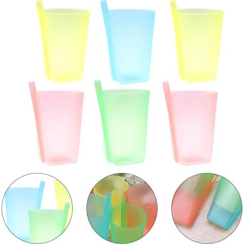 6pcs Children Sippy Cups with Built in Straw Creative Baby Water Drinking Mug
