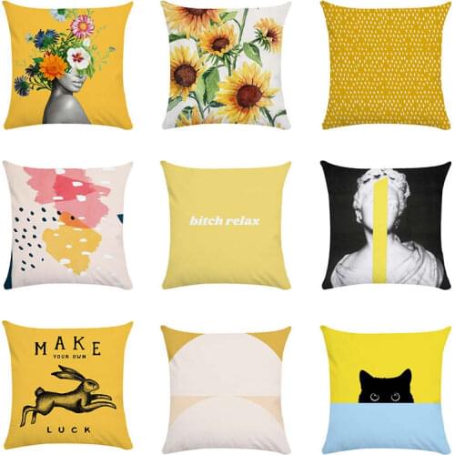 Home Pineapple Leaf Yellow Pillow Case Cover Sofa Car Waist Throw super soft Peach Skin polyester Cushion Cover Home Decor 45cm