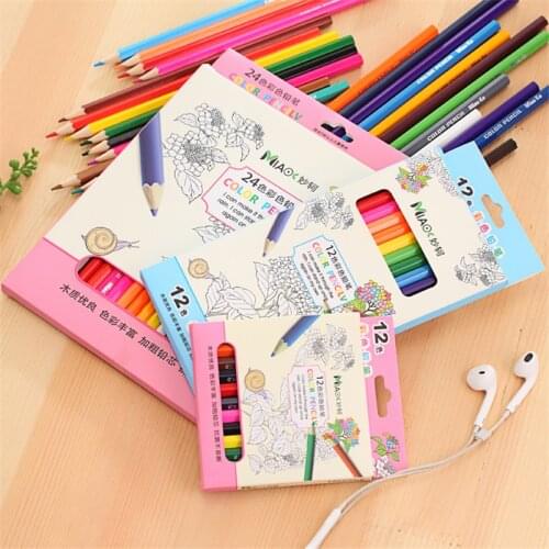 E46 children 12/24 color painting color pencil drawing color lead Wholesale price office & school stationery Exquisite