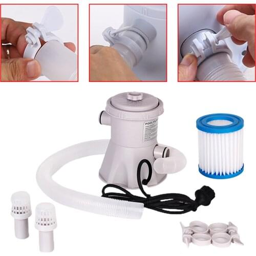 220V Above Ground Swimming Pool Filter Pump Pool Water Cleaner with Cartridge 300GPH Pump Flow Rate, UK Plug
