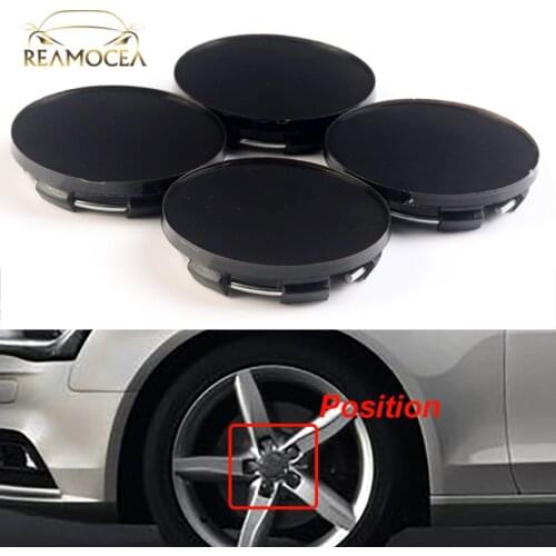 Reamocea 4Pcs Black Car Wheel Center Caps Hubs Covers Emblem 50.5mm For BMW VW Audi Ford Toyota Chevrolet Nissan Kia Mazda
