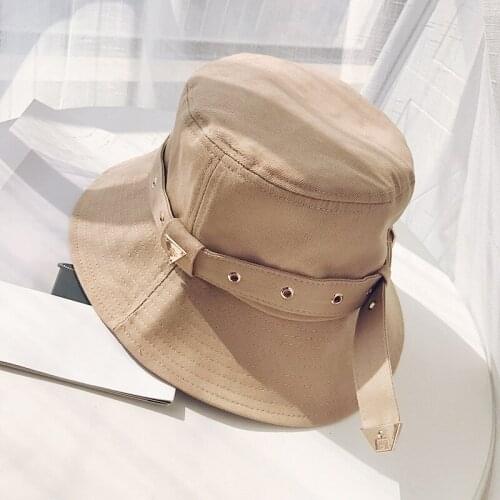 KENSHELLEY Hot Sale Rivet Metal Belt Buckle Fisherman Hat Outdoor Travel Summer Sun Hat Punk Style Lovers Basin Hat
