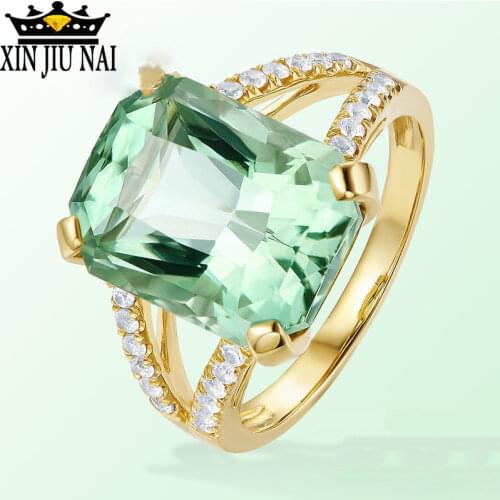 Green Crystal Rectangular Stone Jewelry Rings For Women Rings For Party Anniversary Green Tourmaline, Olivine Engagement Ring
