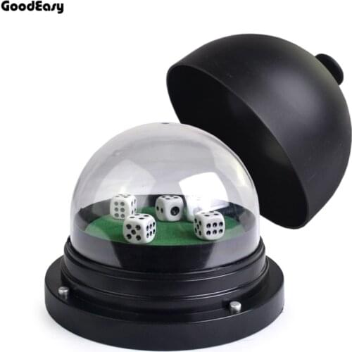 KTV Bar Electric Cup Plastic Transparent Cover Automatic Dice Roller Cup Battery Powered Anti-cheating With 5pcs #13 White Dice