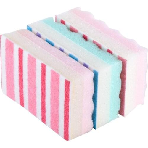 Dish washing Sponges Kitchen cleaning tools 15pcs household Printed Non-woven Fabrics Wave Shape Scrubbing wipe cleaner