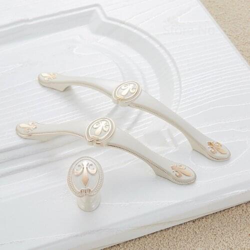 Zinc Aolly Ivory White Cabinet Handles Kitchen Cupboard Door Pulls Drawer Knobs European Fashion Furniture Handle Hardware
