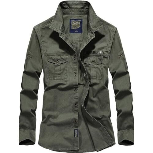 Male Cargo Shirts Us Army Green Shirt Men 202 Military Style Mens Shirts Uniform 4Xl Plus Size Big Cotton British Long Sleeve