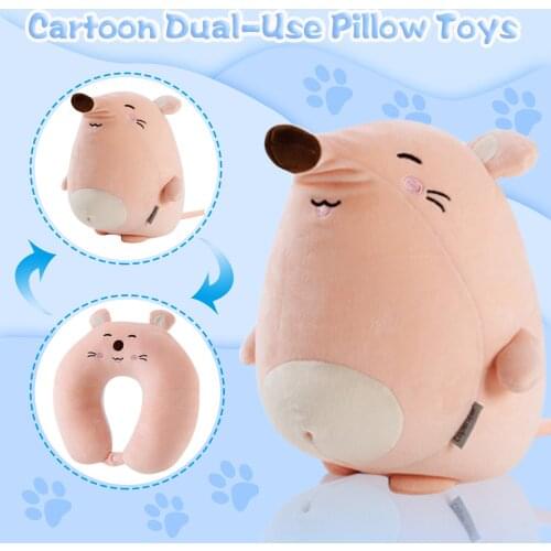 Adults Soft Comfortable Pillow Cartoon Indoor Animal Doll Pillow Hamster Elephant Deer Stuffed Doll Multiple cartoon U pillow