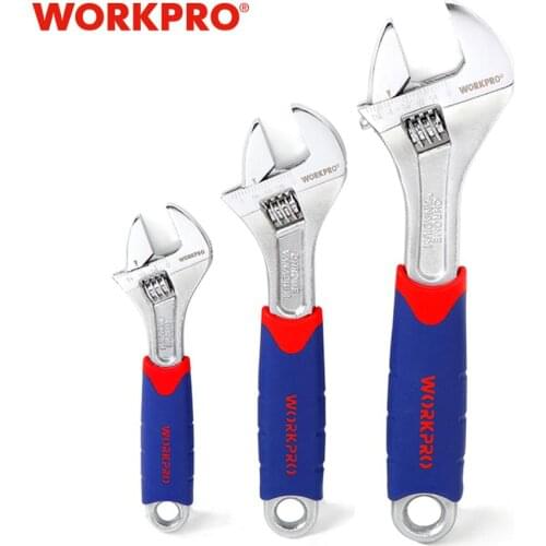 WORKPRO 3PC Chrome Vanadium Flexible Wrench Set 6" 8" 10" Wide Jaws Adjustable Wrench Steel Spanner Set Repair Tool Gear