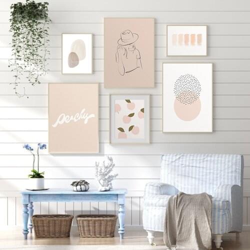 Boho Wall Decor Gallery Peachy Printables Canvas Wall Art Poster Girl Line Abstract Peaches Posters for Living Room Home Decor