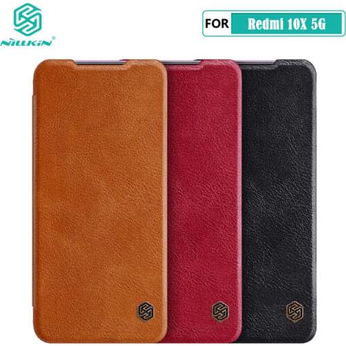 Nillkin Case for Xiaomi Redmi 10X Pro 4G 5G Qin Series PU Leather Flip Cover For Xiaomi Redmi 10X Case