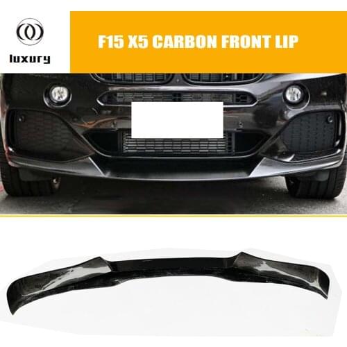 X5 Real Full Carbon Fiber Front Bumper Lip Chin Spoiler Protector for BMW F15 X5 28i 35i with M Package 2014 - 2018