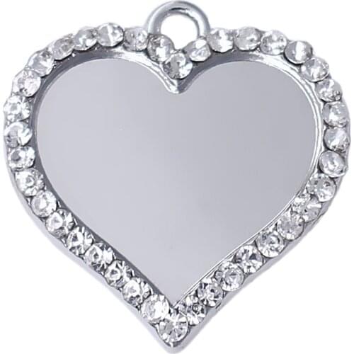 Personalized Custom Sticker Image Crystal Blank Heart Tray Charm Pendant For DIY
