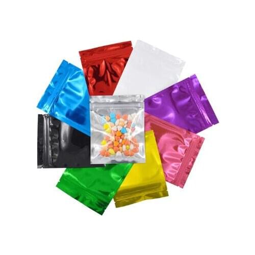 4''x5''(10.2x12.7 cm ) Clear Foil One Side Color Zip Lock Bags Pouch 100 Pcs Color For Food Storage,Snack,USB,Gift, Tea, Candy