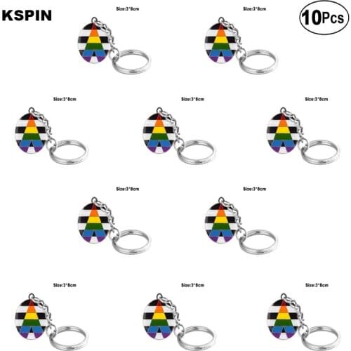 Straight Allies Key Ring Lapel Pin Flag badge Brooch Pins Badges 10Pcs a Lot