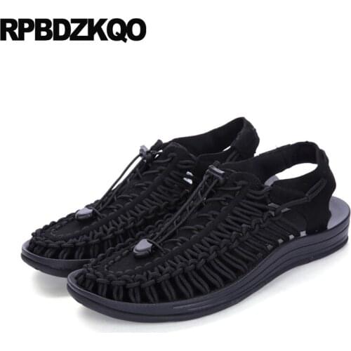 Size 46 men gladiator sandals summer large outdoor water elastic woven blue red shoes green black closed toe fashion white big